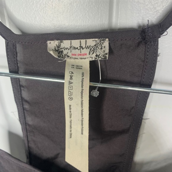 Free People Raven charcoal tiered ruffle hem mini slip dress medium oversized - Picture 4 of 5